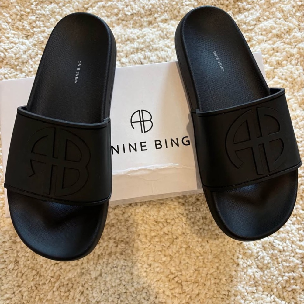 Anine Bing Black Slide Sandals